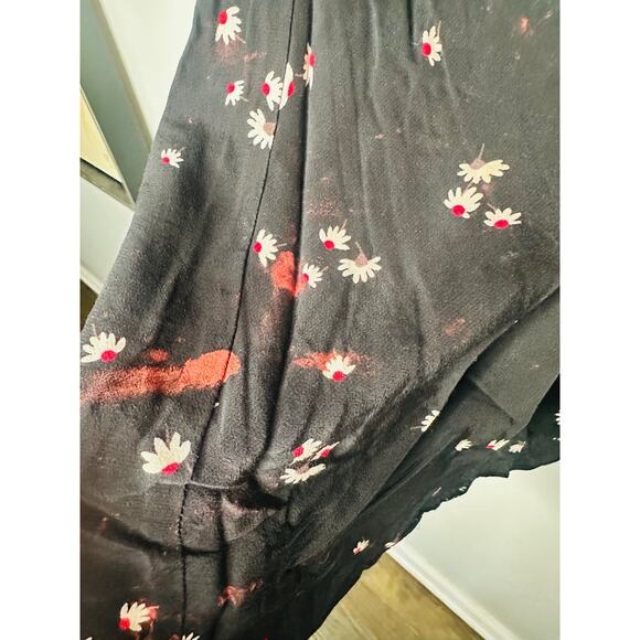 THAKOON COLLECTIVE Black Floral Ruched V-Neck Front Mini Dress Size 6 - Picture 6 of 12